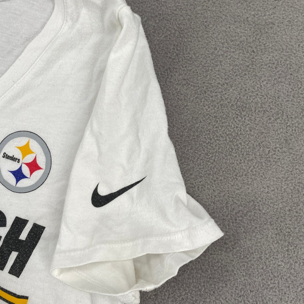 Nike Pittsburgh Steelers V-Neck T-Shirt Womens Medium White Tri-Blend Athletic - Picture 3 of 11